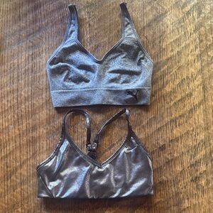 Puma Nike size small Women's Shimmering silver Gray Sports Bra Duo lot